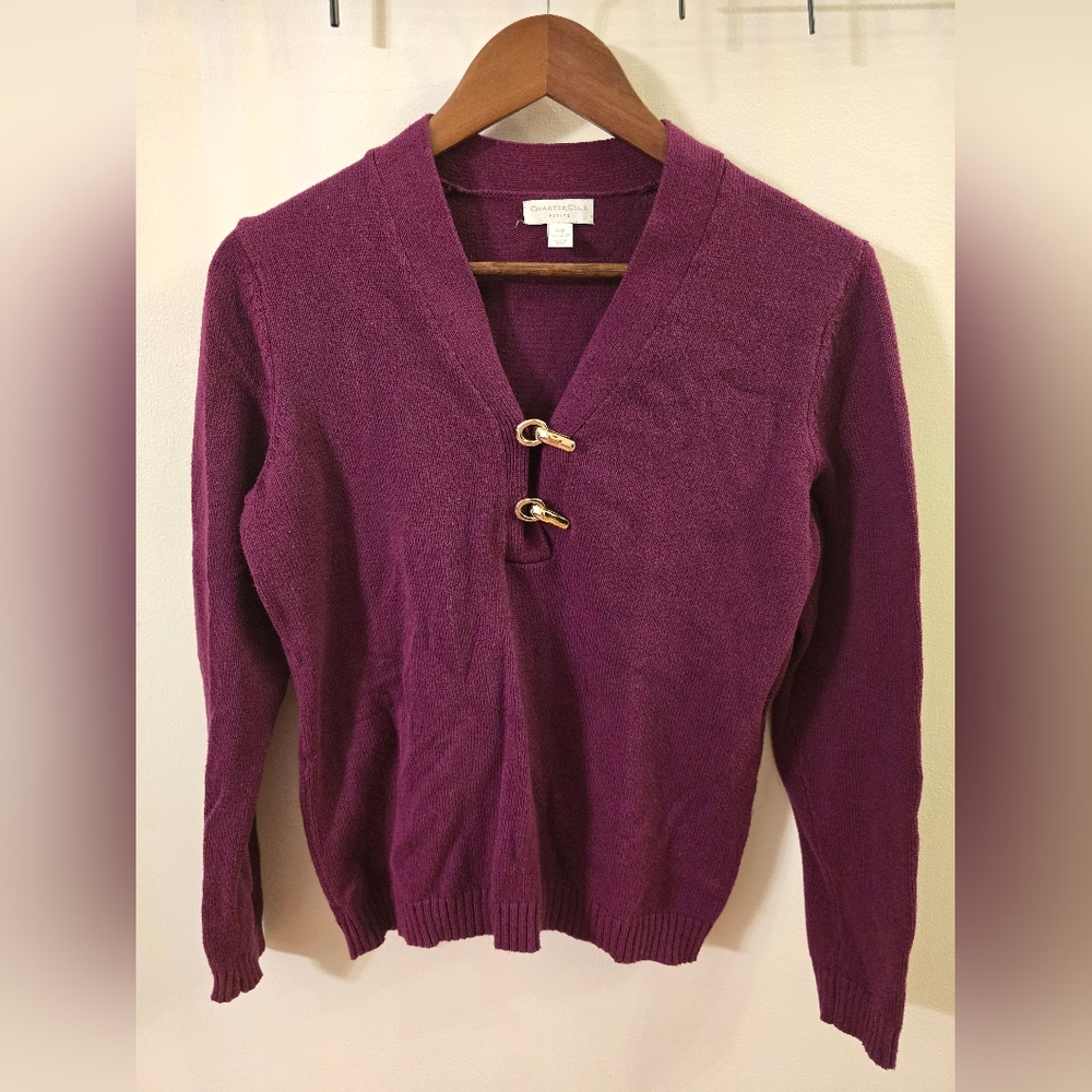 Magneta Cottagecore Old Money Cotton Long Sleeve Women's Sweater Medium Petite